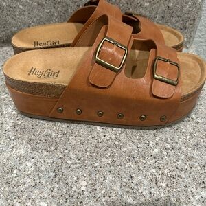 Corkys Tan Sandals with Buckle Detail